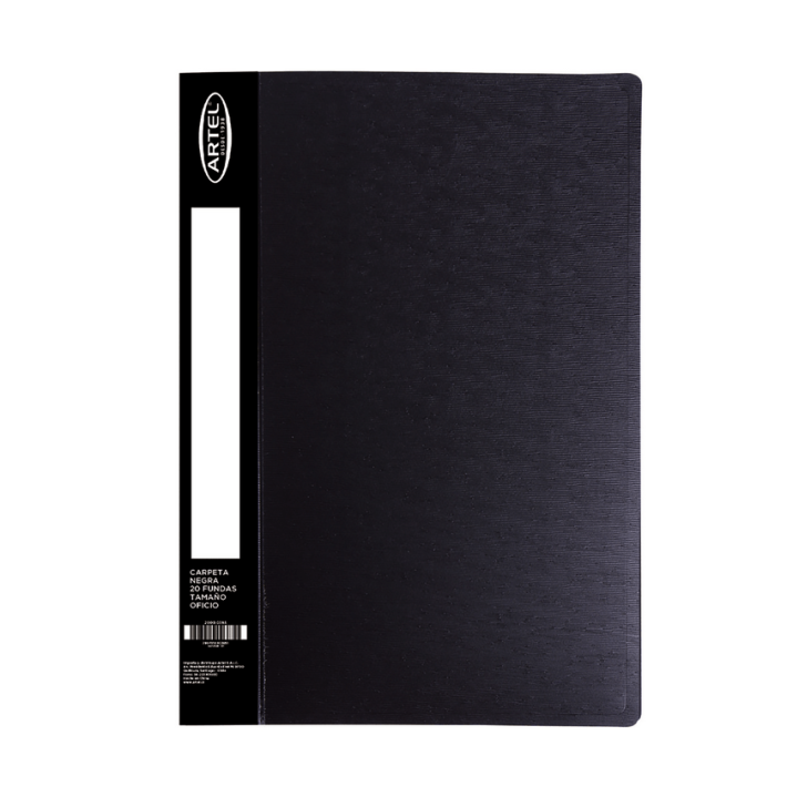CARPETA OFICIO ARTEL CON 20 FUNDAS COLOR NEGRO