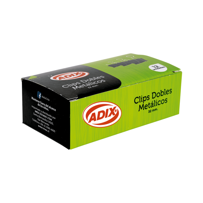 DOBLE CLIP ADIX 32 MM CAJA 12 UNIDADES