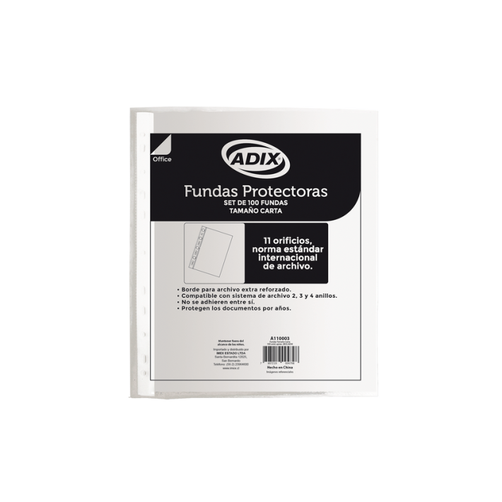 FUNDA PLASTICA ADIX CARTA 100  UNIDAD