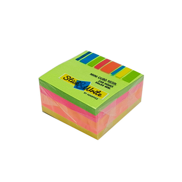 NOTA ADHESIVA STICK & WRITE CUBO NEON 250 HJ 50X50